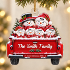Personalised Family Acrylic Christmas Ornament with Names & Text - Snowman Design