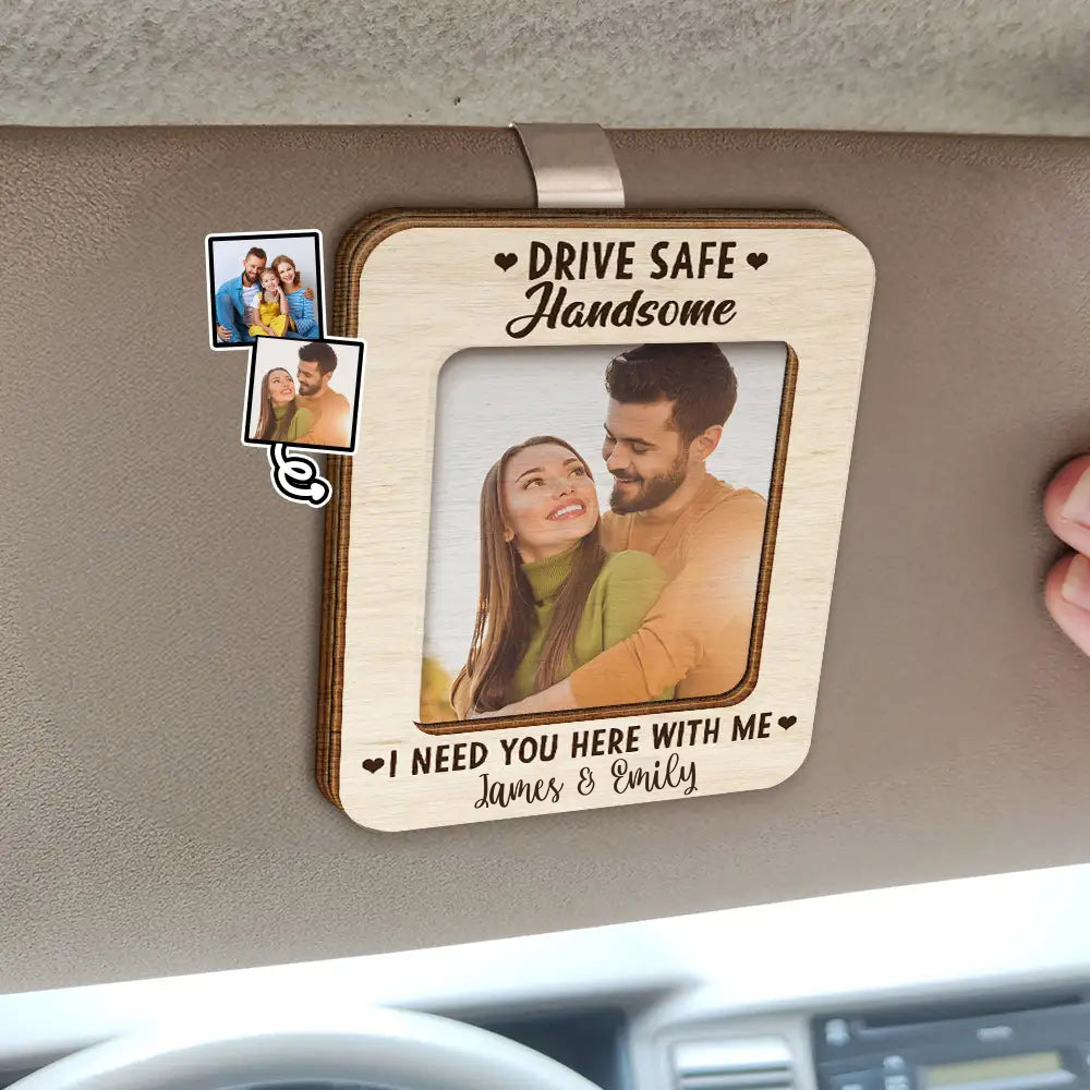 Personalised Family Car Sun Visor Clip with Photo - Drive Safe Design