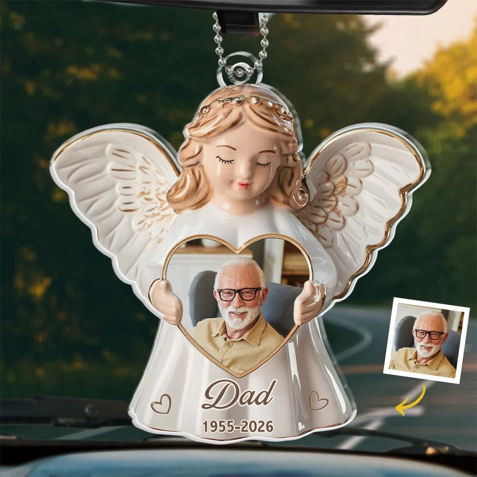 Personalised Memorial Acrylic Hanging Ornament with Photo - Guardian Angel Design