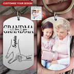 Personalised Photo Stainless Steel Keyring for Mum and Grandma - Hand in Hand Design