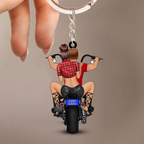 Personalised Acrylic Keyring - Couple and Motorbike
