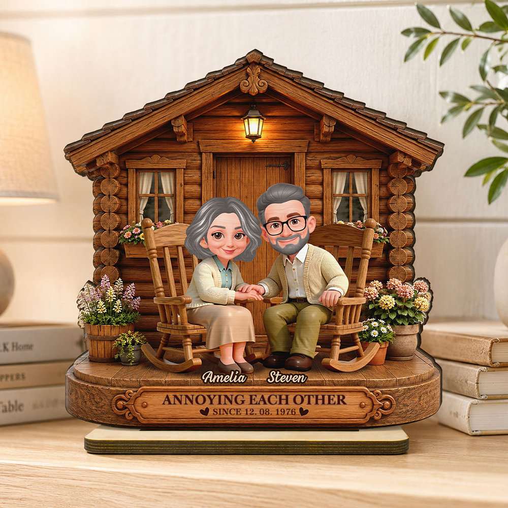 Personalised Couple Layered Wooden Plaque - Couple with House Design