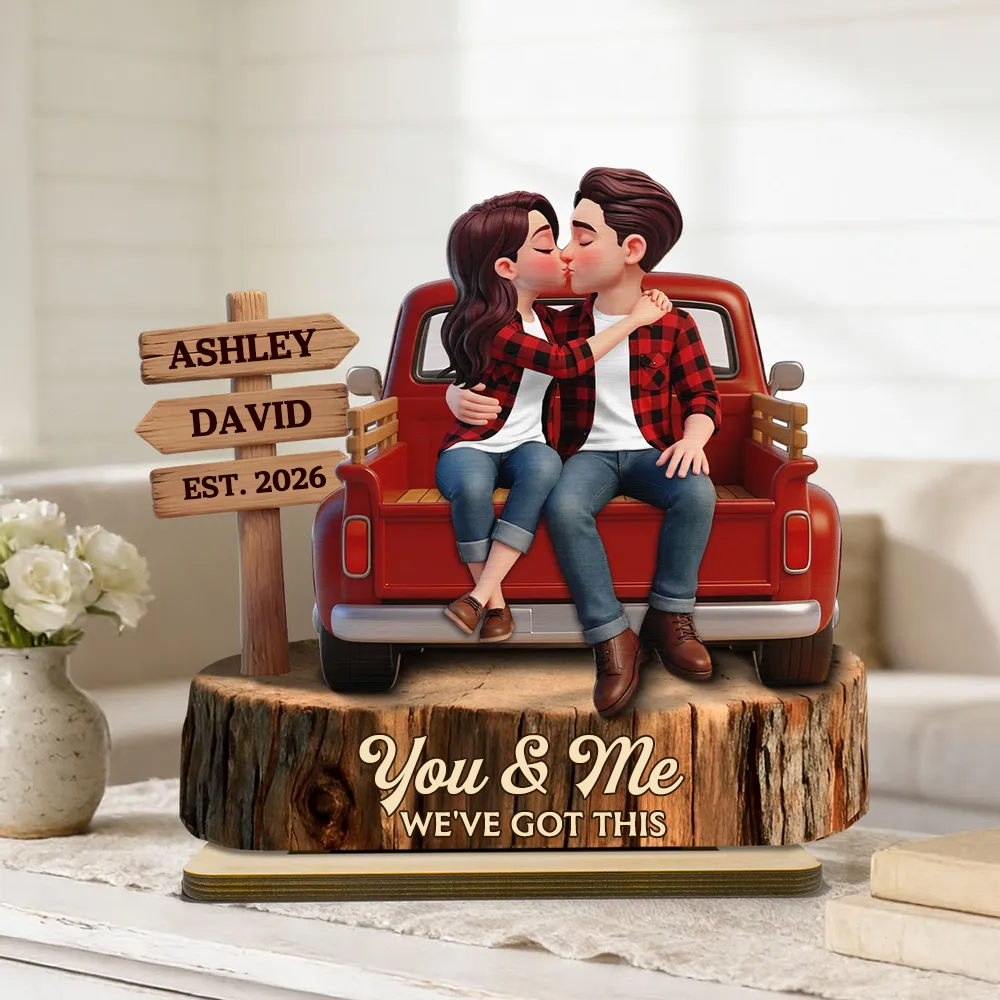 Personalised Anniversary Wooden Plaque - Couple and Truck