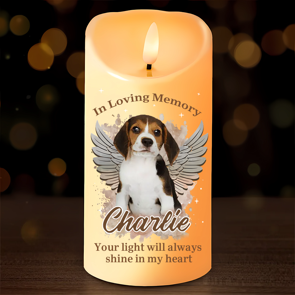 Personalised Memorial LED Candle with Photo - In Loving Memory