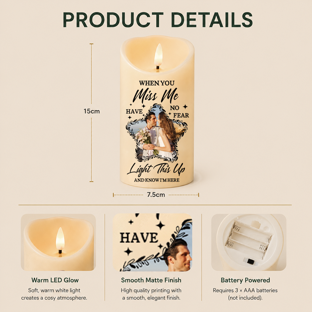 Personalised Memorial LED Candle with Photo - Star Design