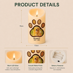 Personalised Pet Memorial LED Candle with Photo - Paw Print Design