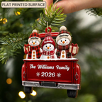 Personalised Family Wooden Christmas Ornament with Names - Snowman Design
