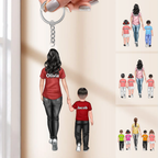 Personalised Acrylic Keyring - Dad with Children / Mum with Children Design