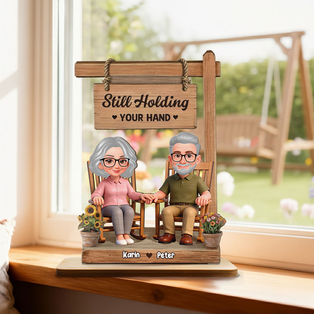 Personalised Couple Layered Wooden Plaque - Couple Sitting On Rocking Chair