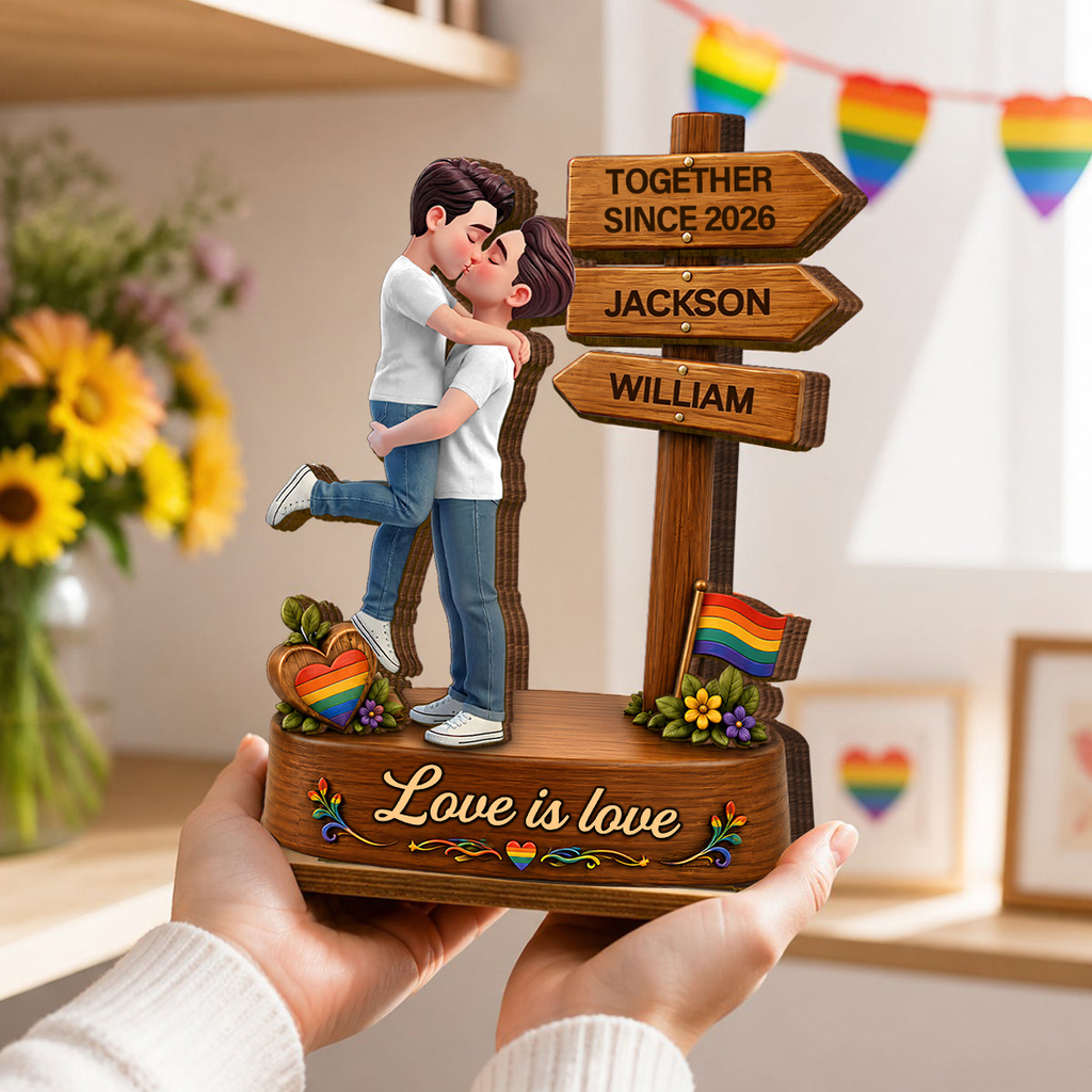 Personalised Anniversary Wooden Plaque for Same-Sex Couples - Together since...