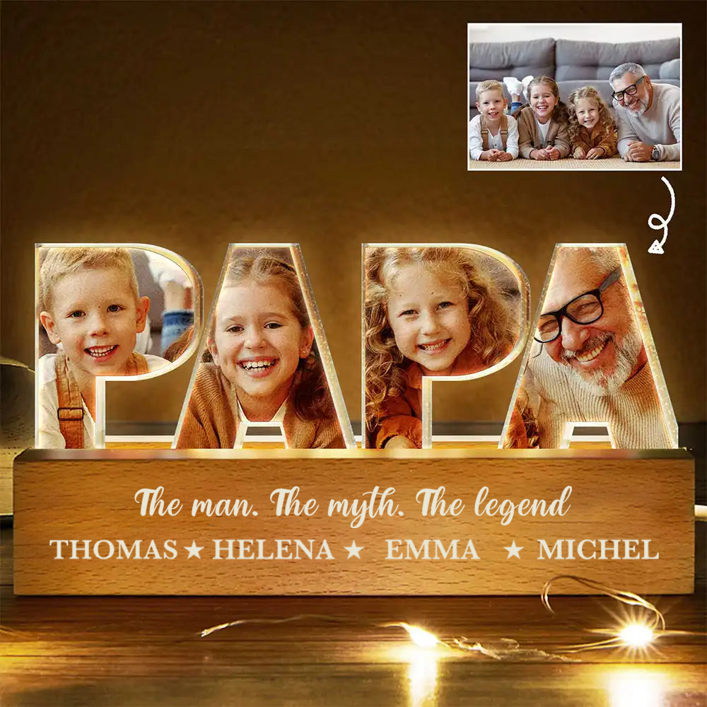 Personalised LED Night light with Photos  Gift for Dad and Grandad