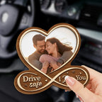 Personalised Heart-Shaped Car Sun Visor Clip with Photo - Drive Safe