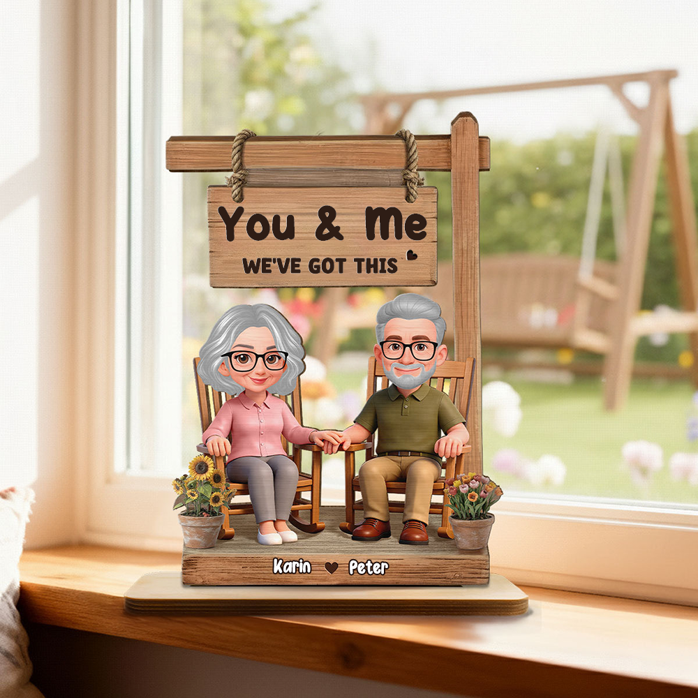 Personalised Couple Layered Wooden Plaque - Couple Sitting On Rocking Chair
