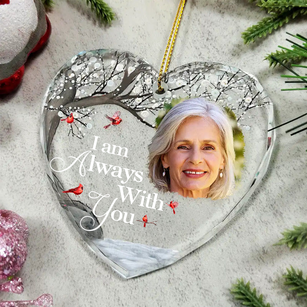 Personalised Memorial Glass Christmas Ornament with Photo & Sentiment