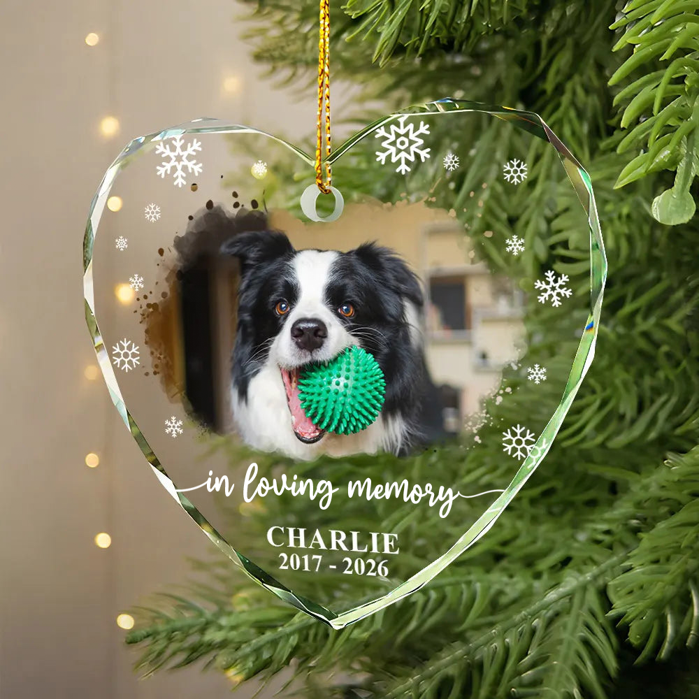 Personalised Glass Christmas Ornament with Photo - Pet Memorial