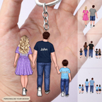 Personalised Family Acrylic Keyring - Dad, Mum and Children Design