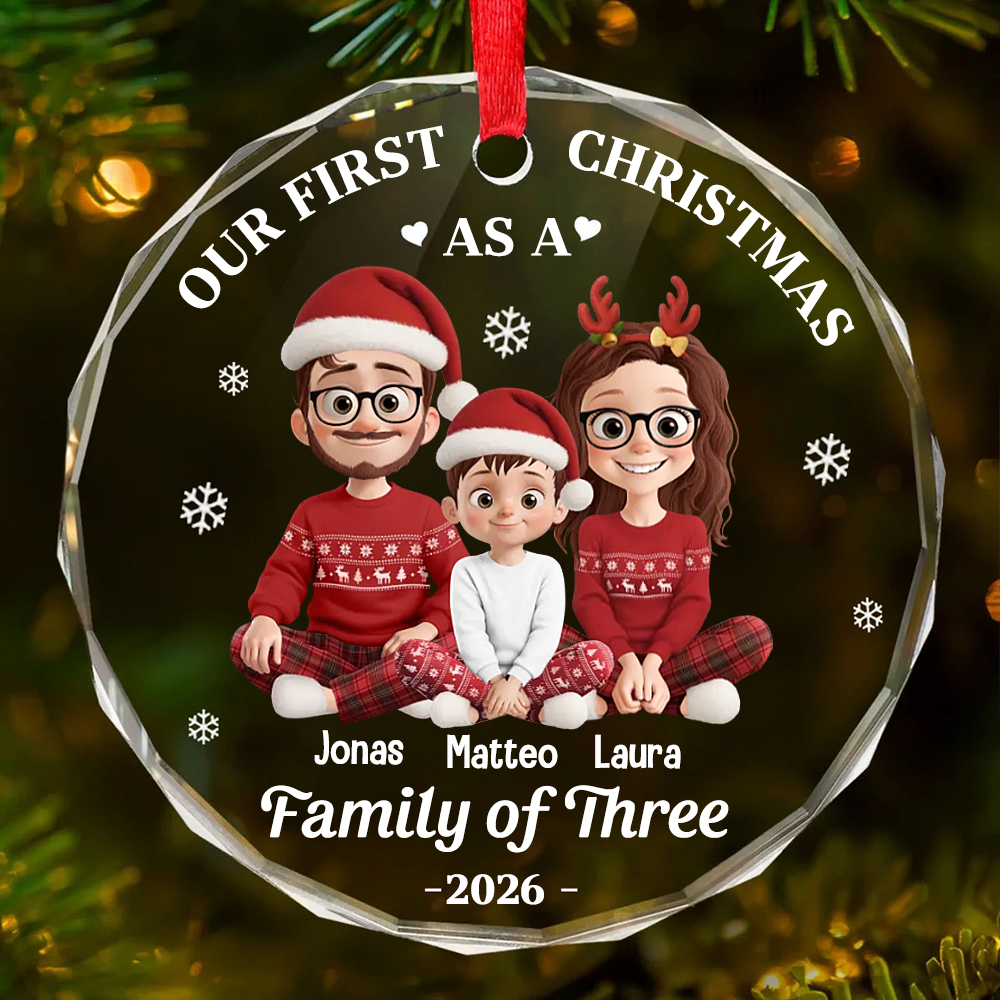 Personalised Glass Christmas Ornament - Our First Christmas as a Family of ...