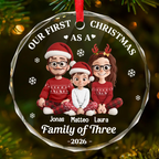 Personalised Glass Christmas Ornament - Our First Christmas as a Family of ...