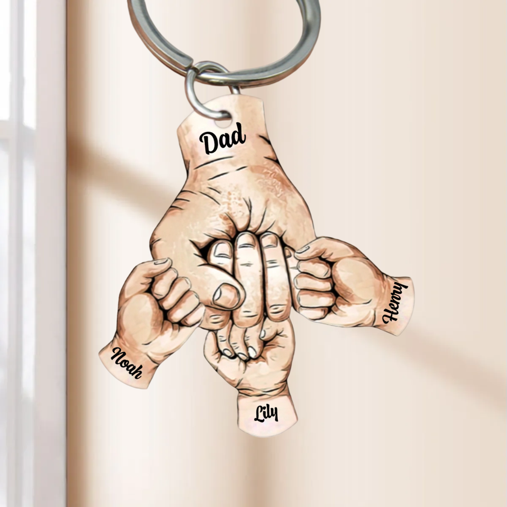 Personalised Acrylic Keyring for Dad - Fist-Bump-Design