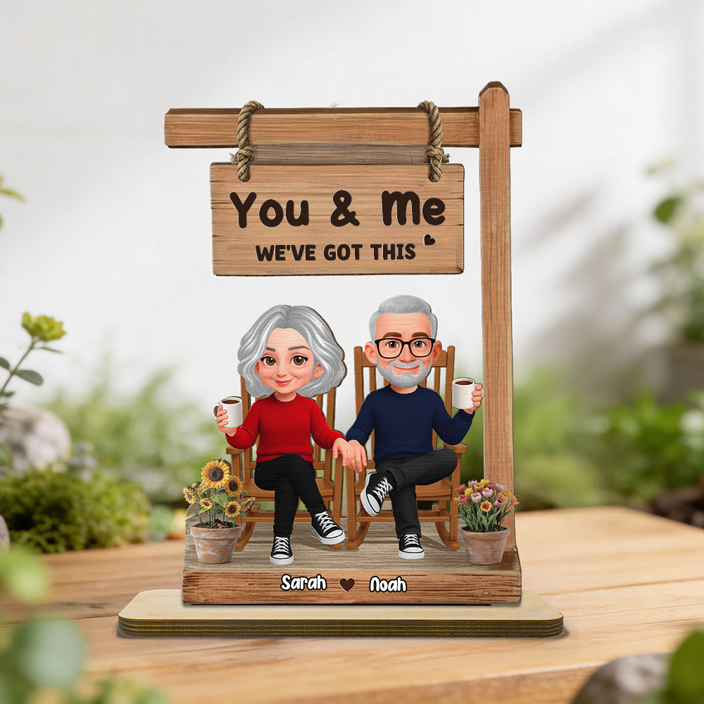 Personalised Couple Layered Wooden Plaque with Text