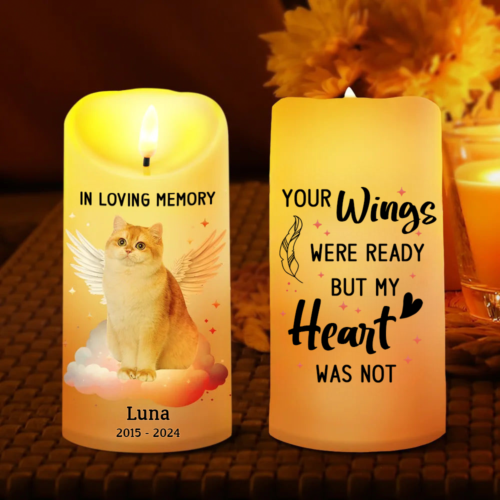 Personalised Memorial LED Candle with Photo - In Loving Memory