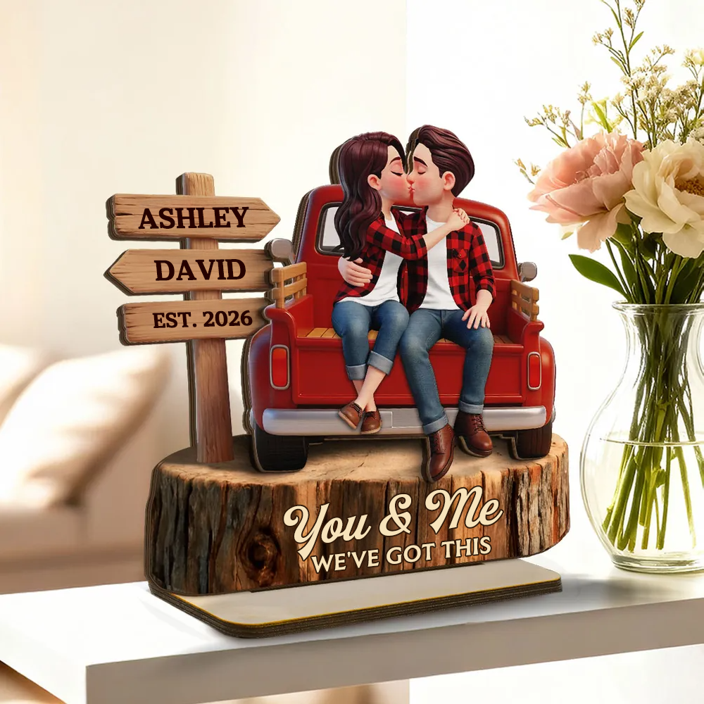 Personalised Anniversary Wooden Plaque - Couple and Truck