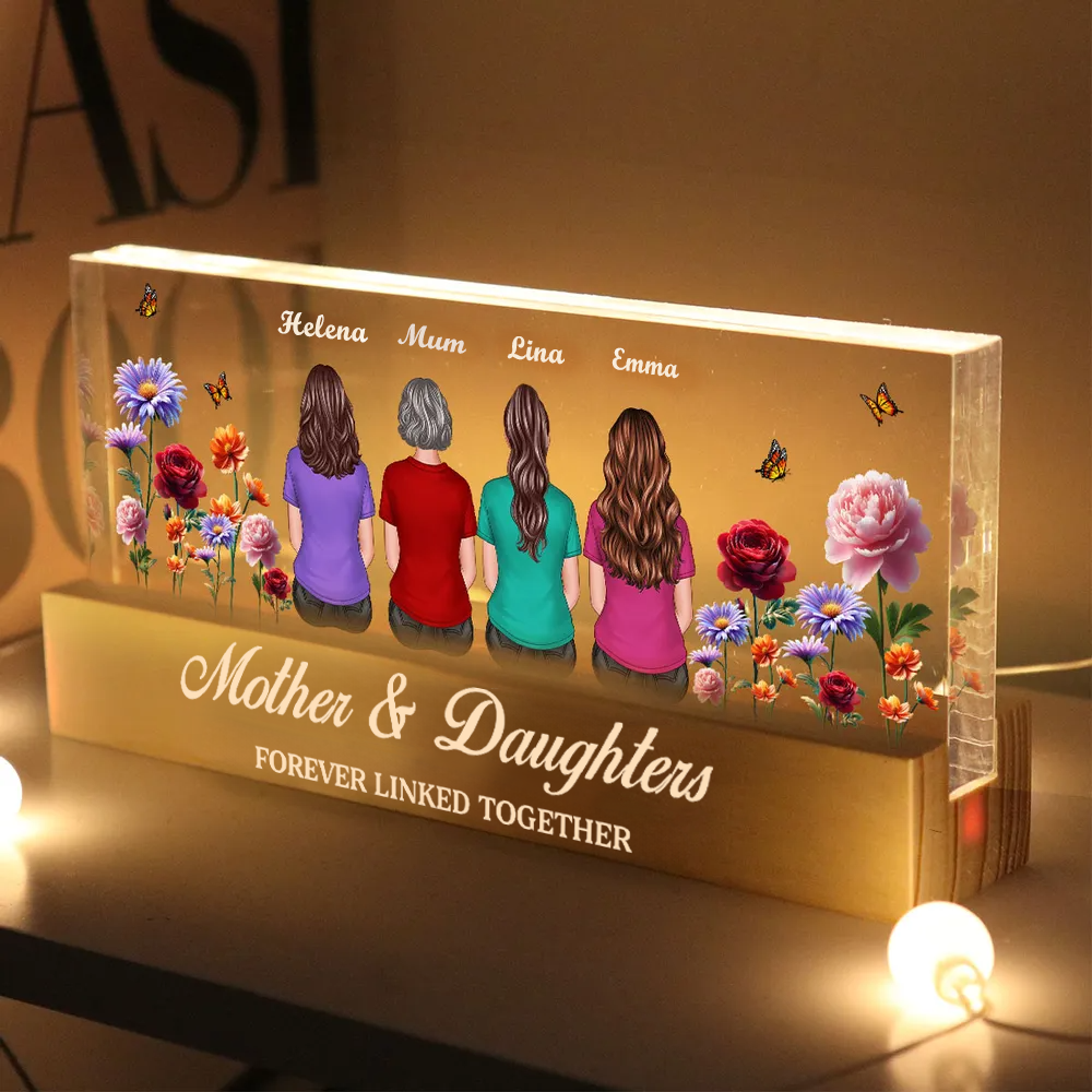 Personalised Family LED Night Light for Mum and Grandma - Birthflower Design