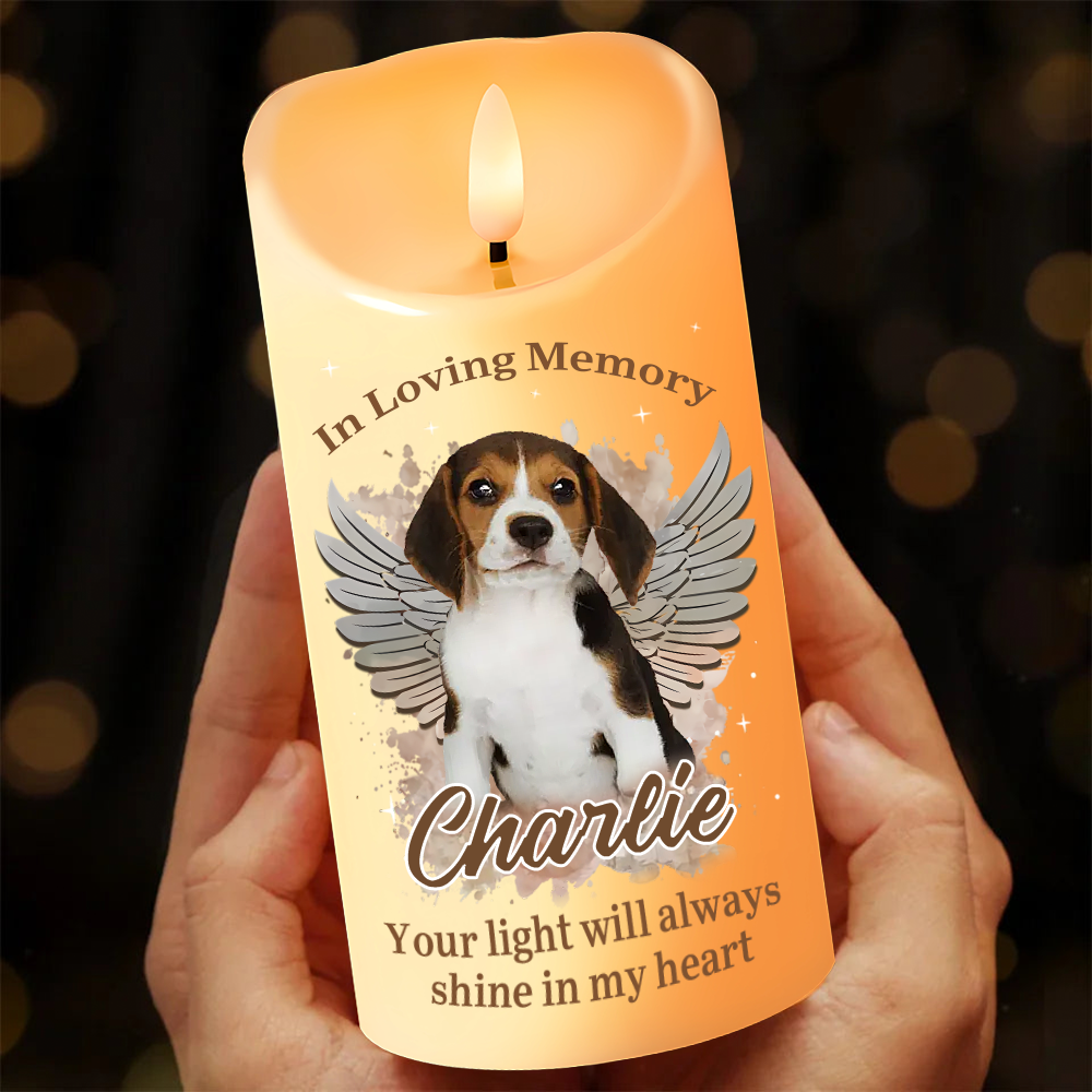 Personalised Memorial LED Candle with Photo - In Loving Memory