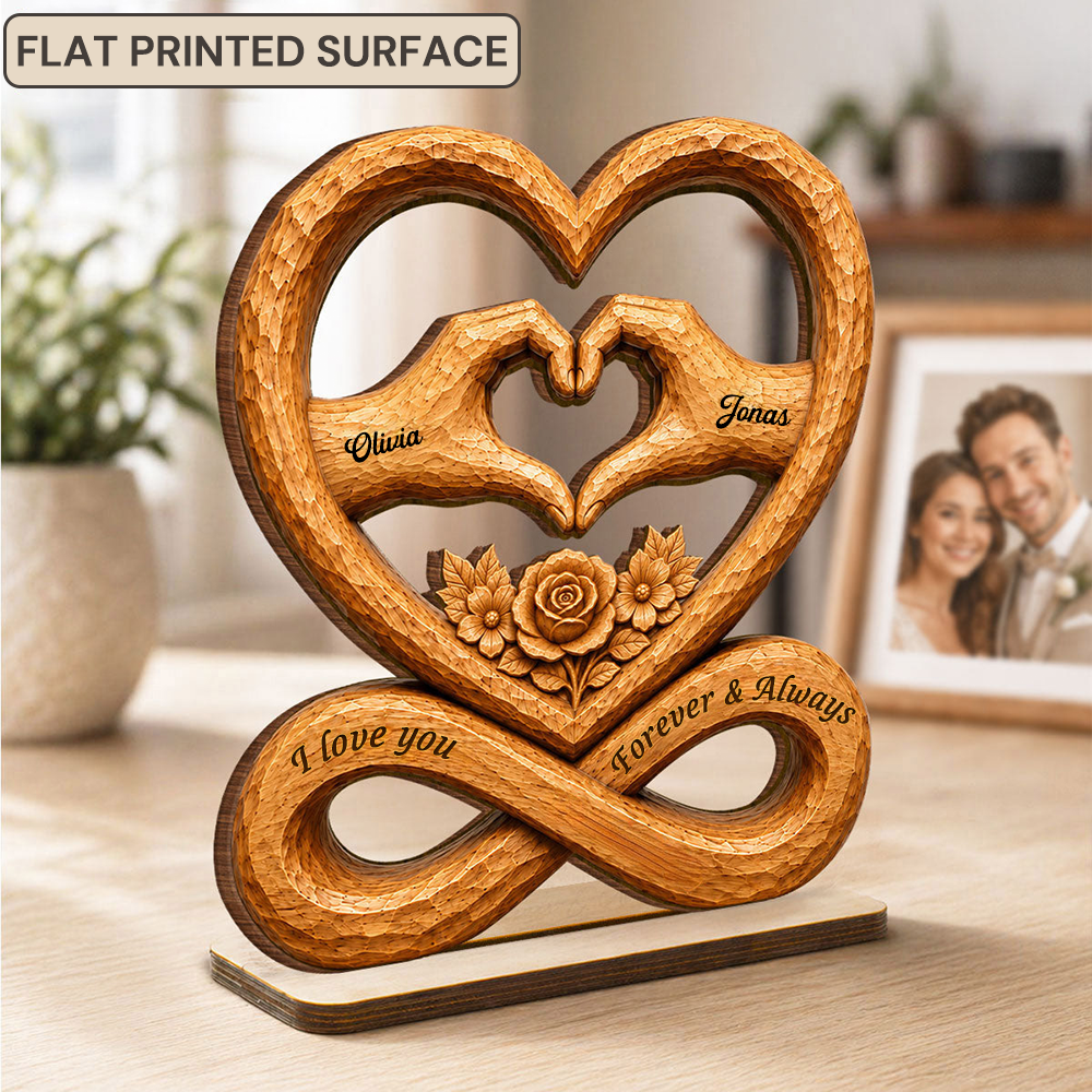 Personalised Couple Wooden Plaque with Names & Date - "I Love You Forever & Always"