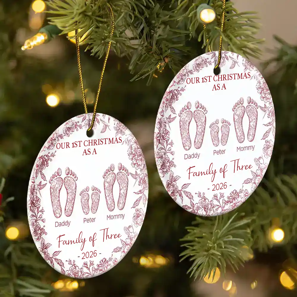 Personalised Ceramic Christmas Ornament - Our 1st Christmas as a Family of...