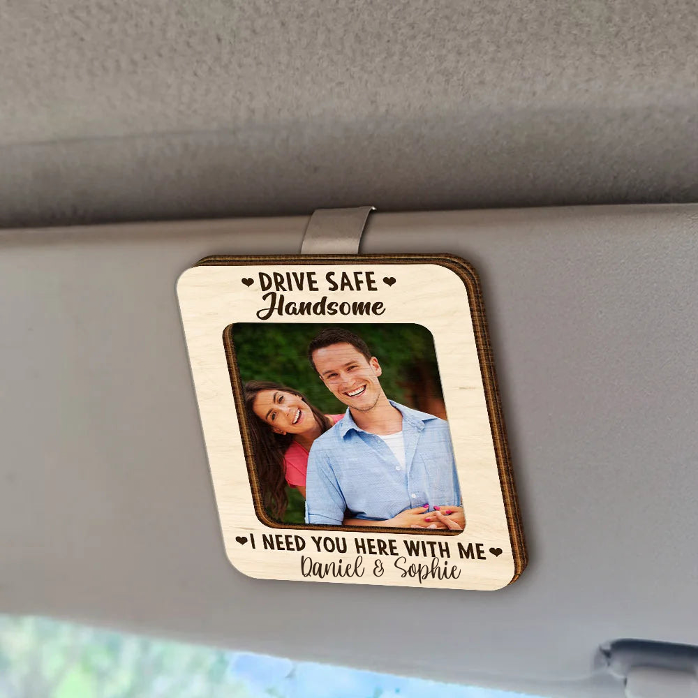 Personalised Family Car Sun Visor Clip with Photo - Drive Safe Design