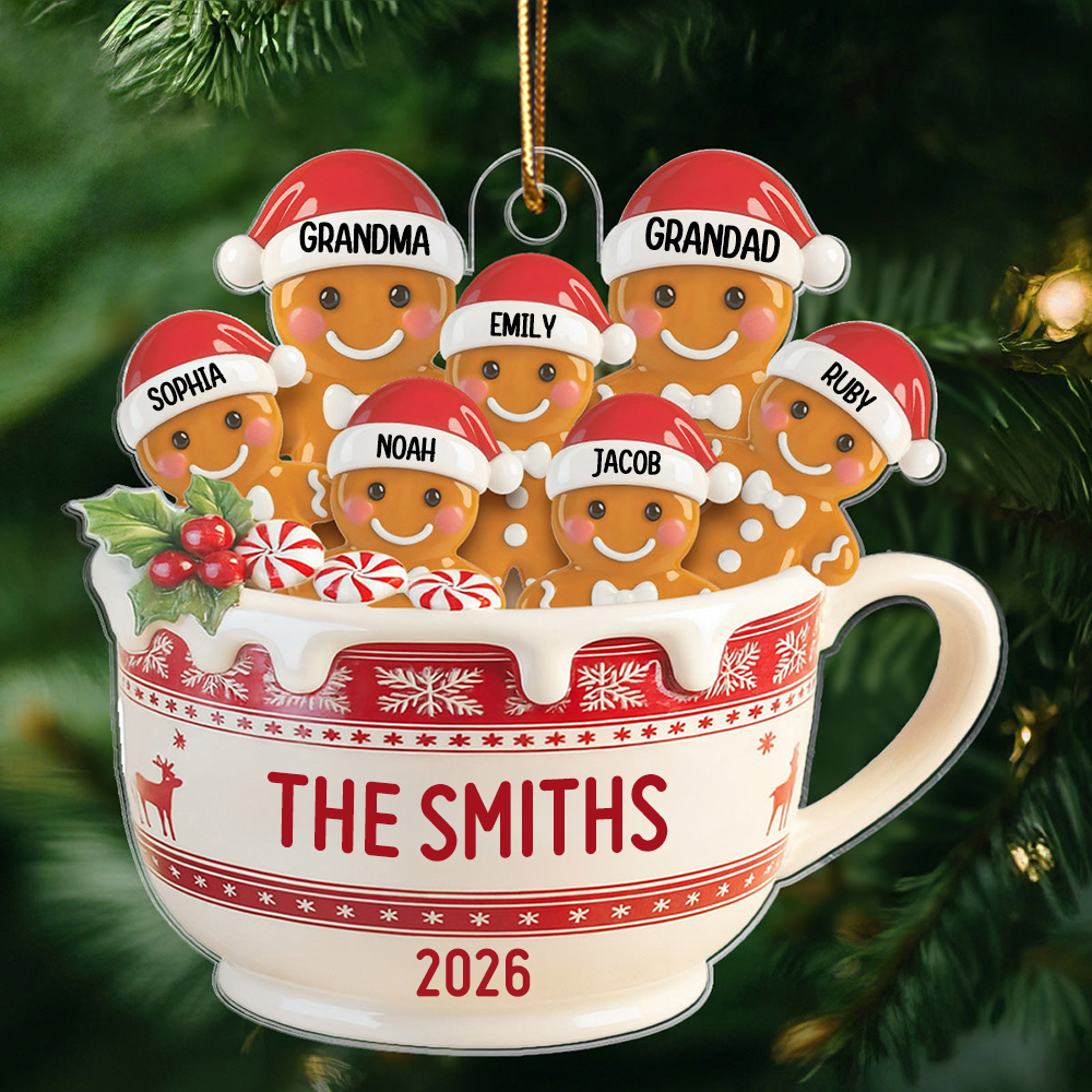 Personalised Acrylic Christmas Ornament - Gingerbread Man Design