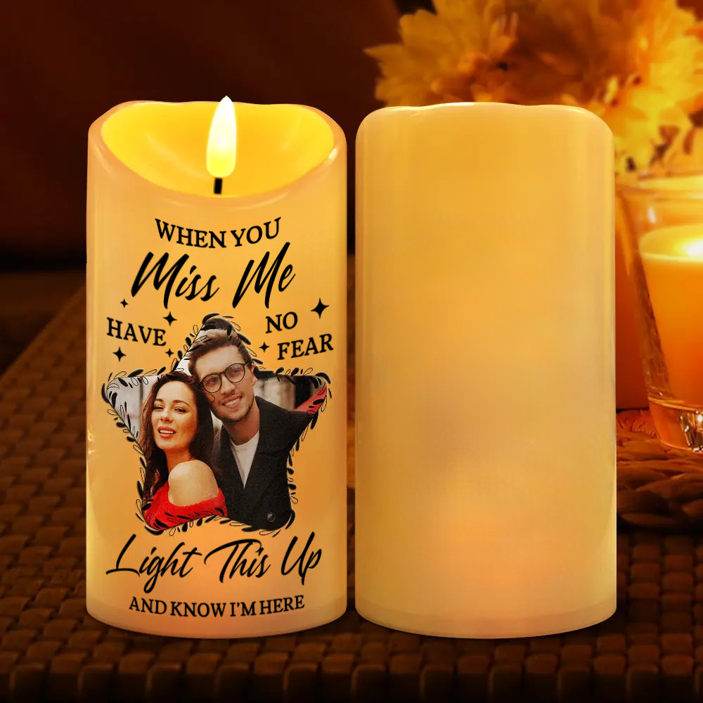 Personalised Memorial LED Candle with Photo - Star Design
