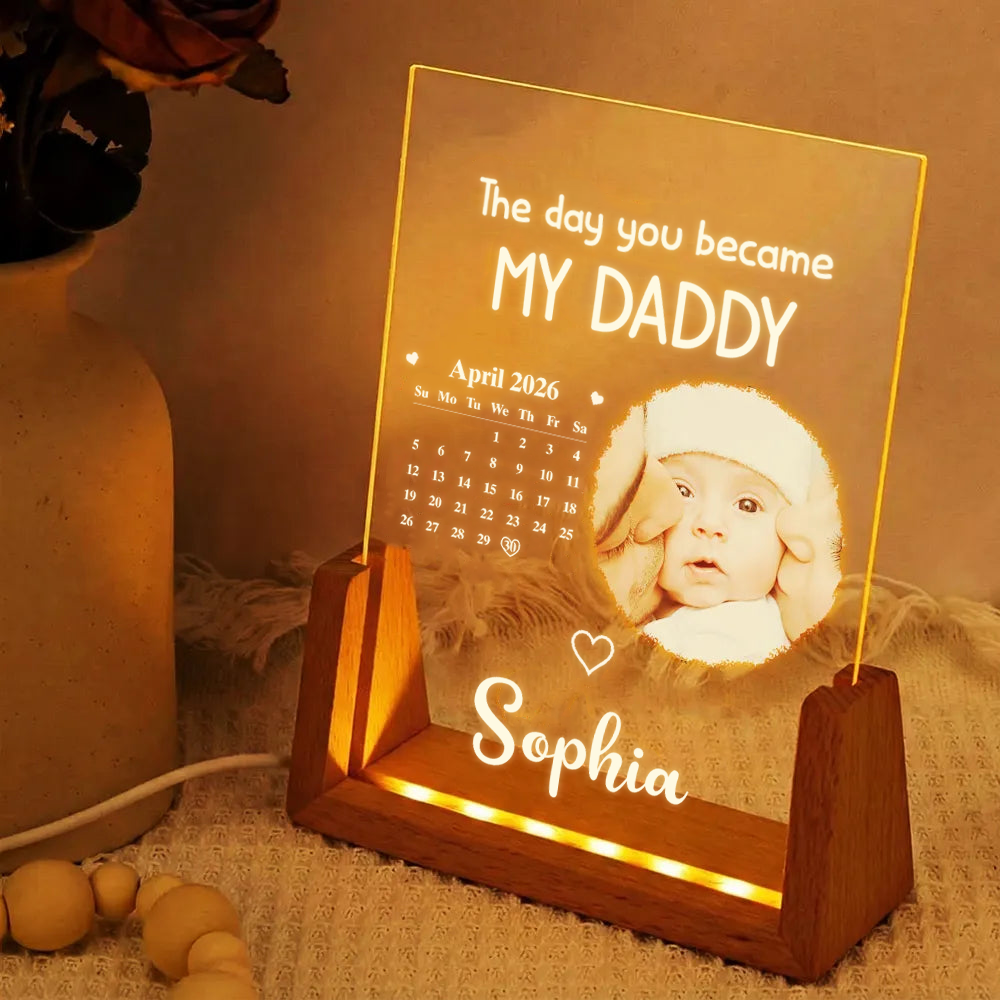 Personalised LED Night Light with Photo & Text - The Day you became my...