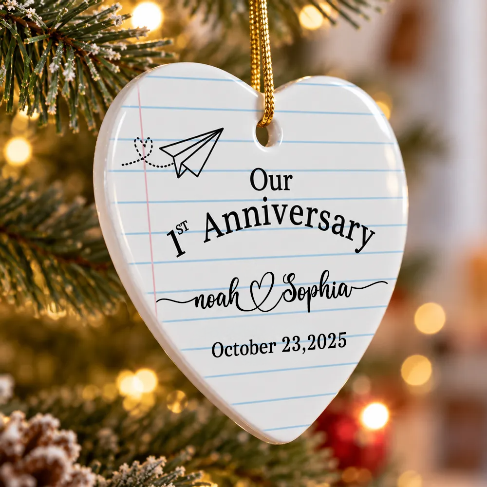 Personalised Ceramic Hanging Ornament - Our 1st Anniversary