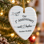 Personalised Ceramic Hanging Ornament - Our 1st Anniversary