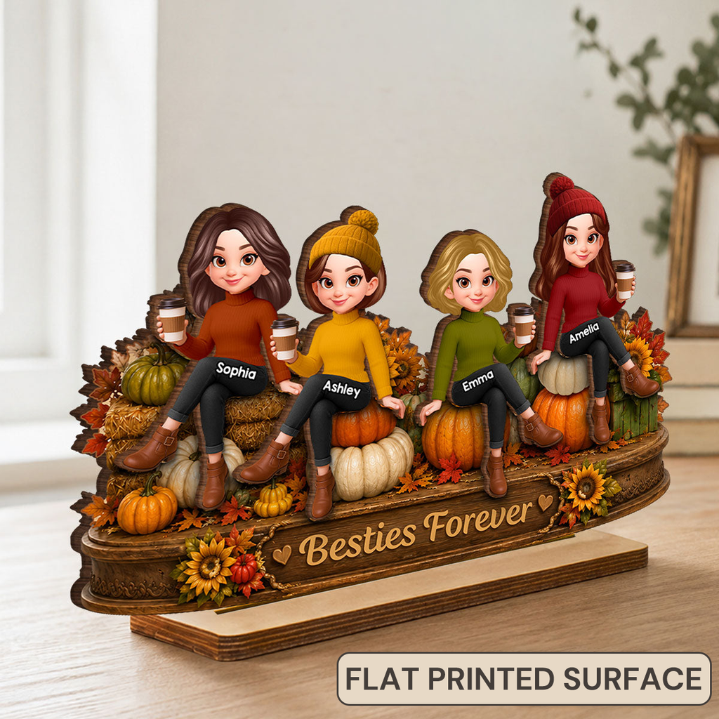 Personalised Best Friends Wooden Plaque - Pumpkin Design