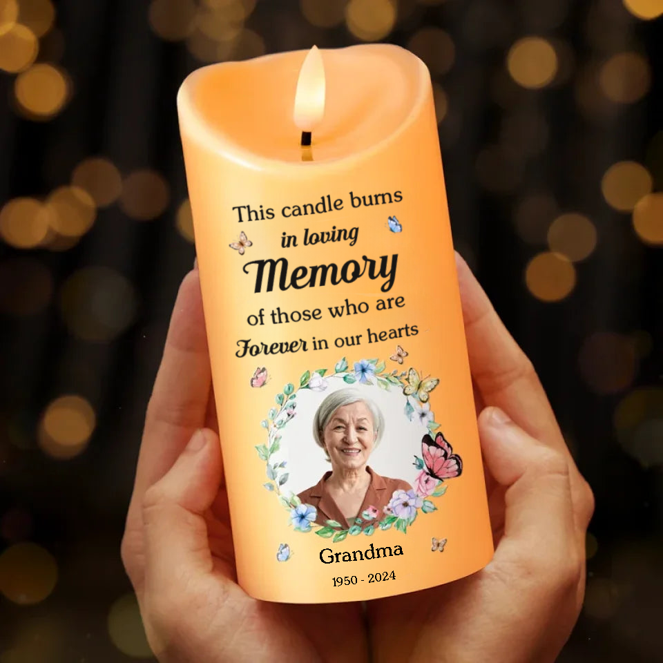 Personalised Memorial LED Candle with Photo & Sentiment