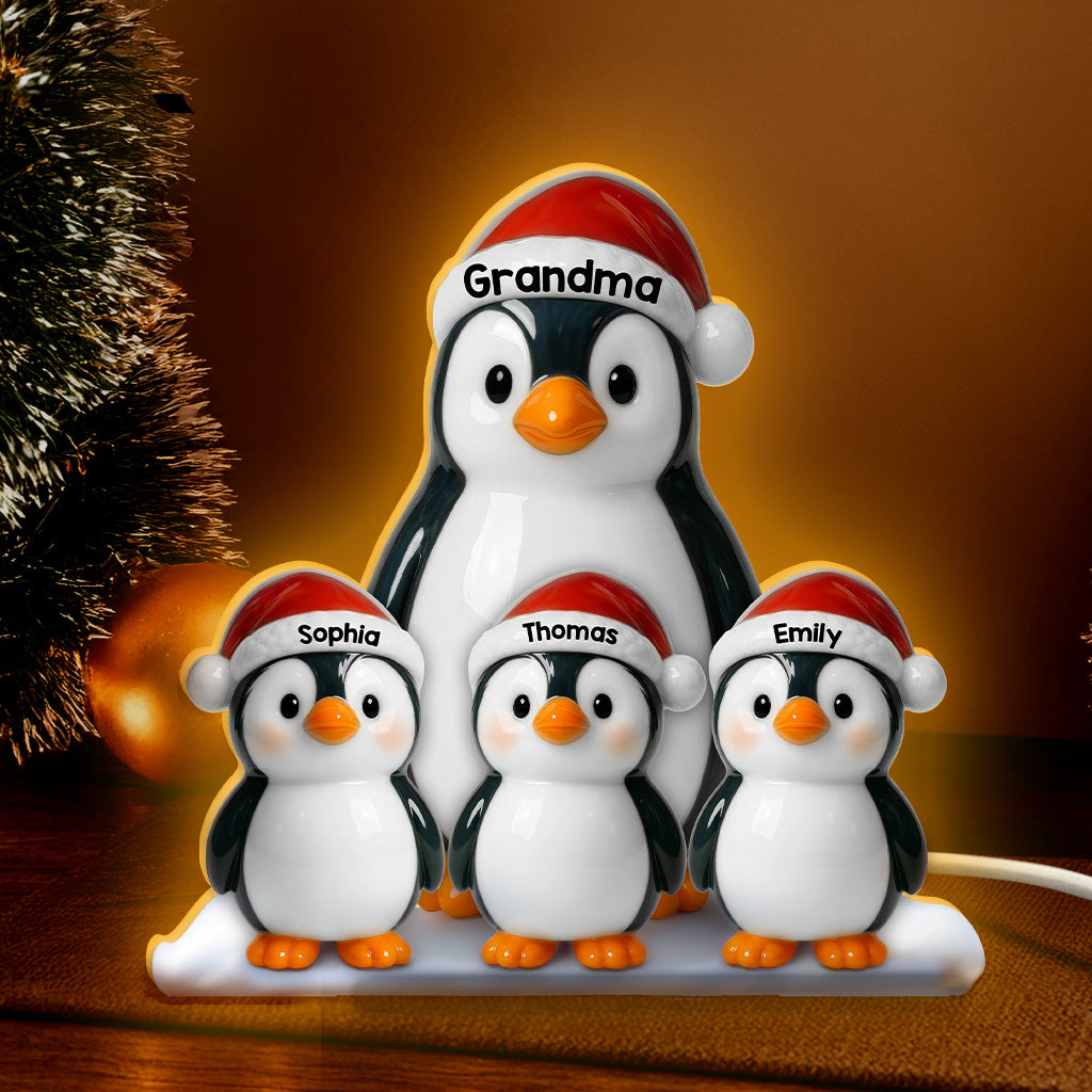 Personalised Grandad & Grandma LED Light Box with Names- Penguins Design