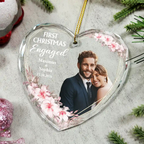 Personalised Couple Glass Christmas Ornament - Our First Christmas Married