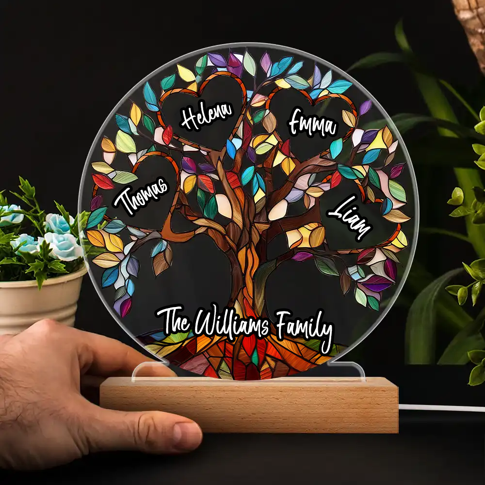 Personalised LED Night Light with Names - Family Tree Design