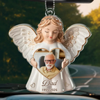 Personalised Memorial Acrylic Hanging Ornament with Photo - Guardian Angel Design
