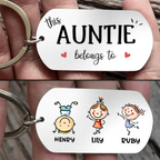 Personalised Stainless Steel Keyring with Children’s Names & Icons - This...belongs to Design