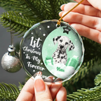 Personalised Pet Glass Christmas Ornament - First Christmas