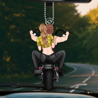 Personalised Acrylic Car Ornament  - Couple and Motorbike