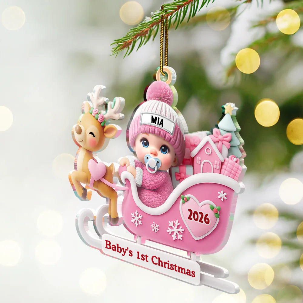 Personalised Baby Acrylic Christmas Ornament - Baby's First Christmas