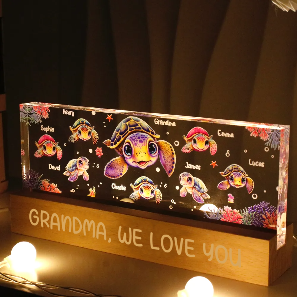 Personalised LED Nicht Light for Grandma - Turtle Design