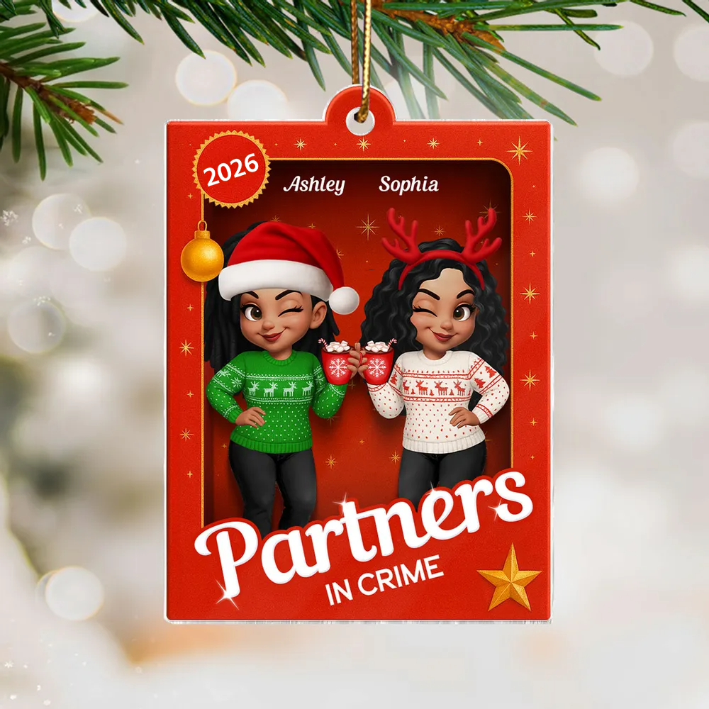 Personalised Acylic Christmas Ornament for Bestie & Sister - Partners in Crime Design