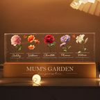 Personalised LED Night Light with Birth Flowers & Text - Gift for Mum & Grandma
