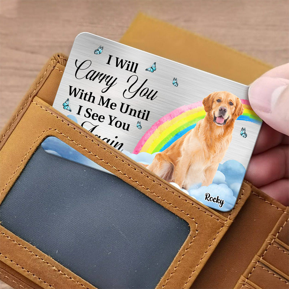 Personalised Pet Memorial Wallet Card with Photo - Rainbow‑Bridge Design